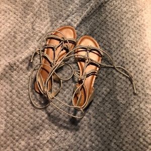 Gold gladiator sandals